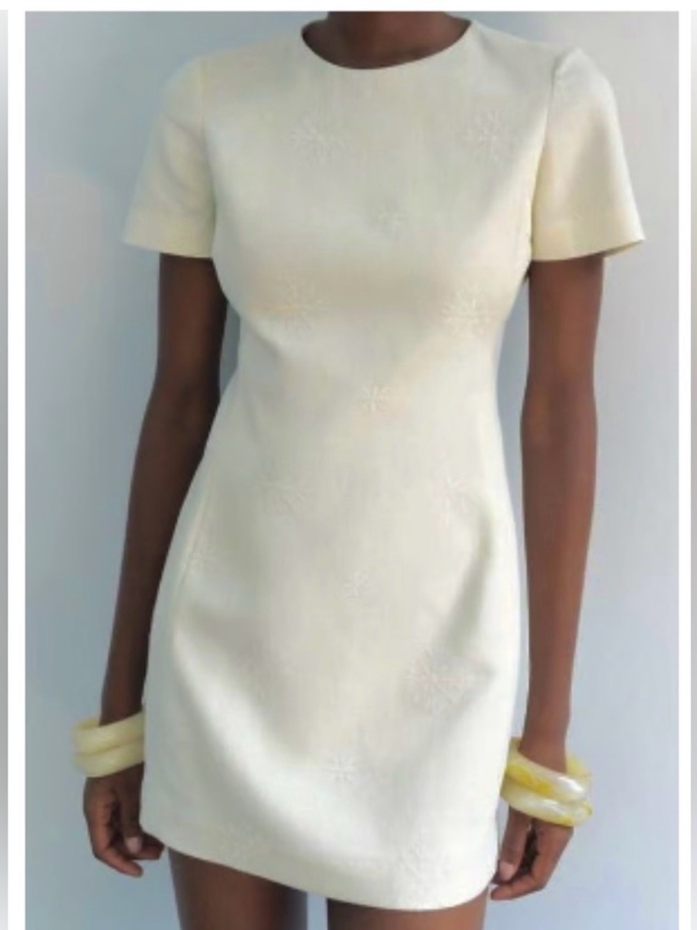 Classic Cream Short Sleeve Shift Dress Zara NWT